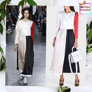 REJINA PYO Dress MEDIUM Black Red Satin Maxi‎ Patchwork Kaftan Tent NWT $1,295